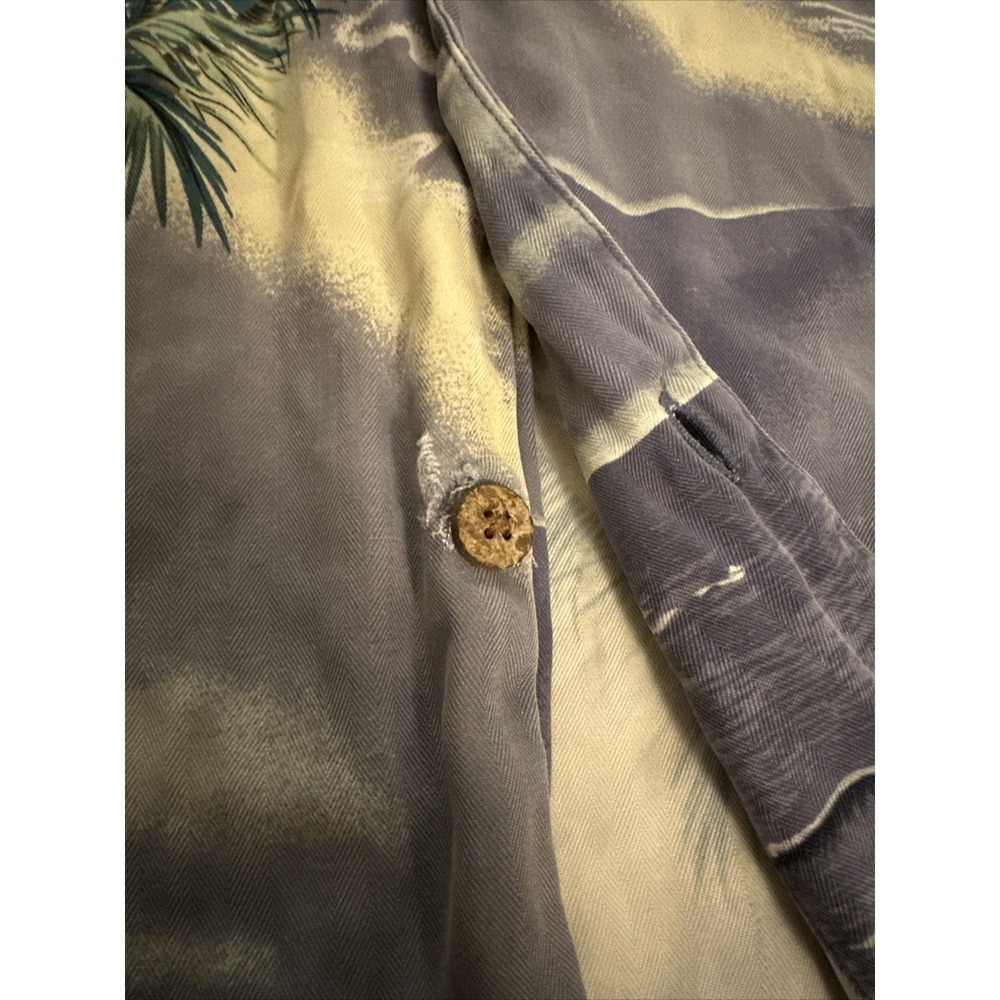 Tommy Bahama Mens XL Silk Hawaiian Shirt Blue Tropical Sailboat Island Print - Picture 5 of 9